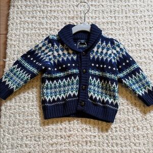 Kids Navy Fair Isle Button-Up Cardigan